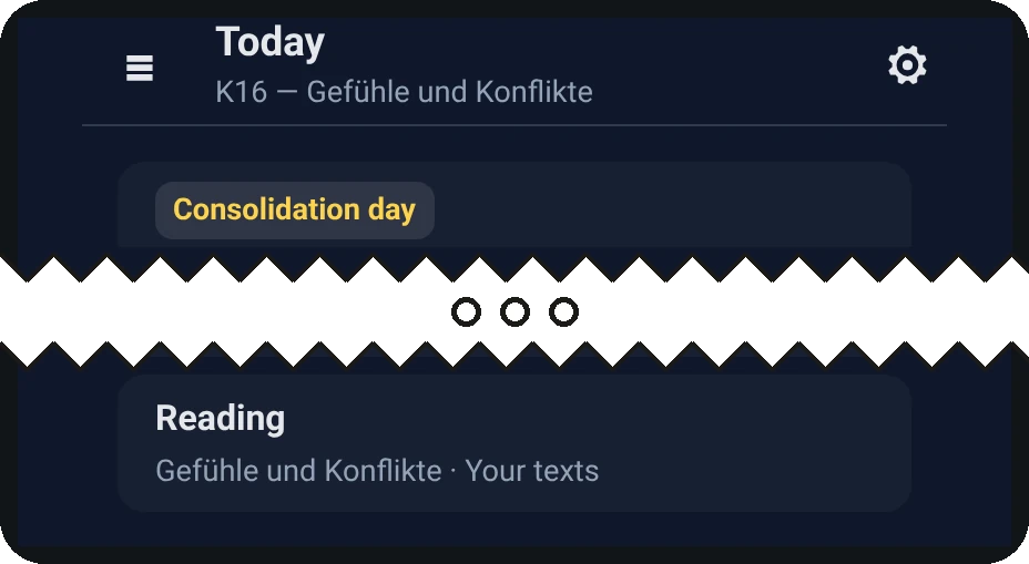 Today screen; the Reading tile is circled.
